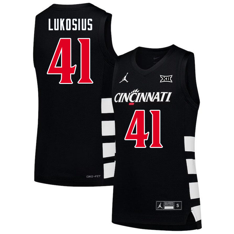 Simas Lukosius Cincinnati Jersey,Cincinnati Bearcats #41 Simas Lukosius Basketball Jersey Kids-Black